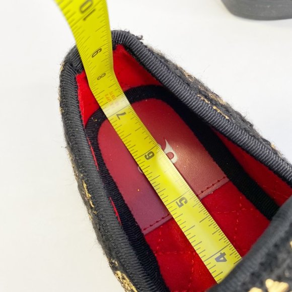 PIERGITAR Black Velvet Metallic Gold Pattern Slip On Girl's Shoes - Picture 12 of 15